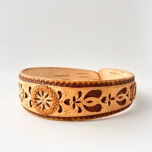 Organic wood Birch headband handmade with carvings